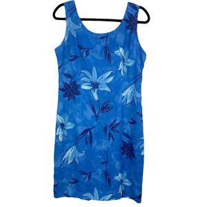 VTG Floral Blue sleeveless Dress 90s Y2K women’s size 10